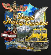 Load image into Gallery viewer, DENALI HARLEY-DAVIDSON TRAIN MAP SHORT-SLEEVE BLACK T-SHIRT