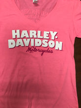 Load image into Gallery viewer, *SALE* KENAI PENINSULA HARLEY-DAVIDSON SAFETY PINK WOMEN'S V-NECK T-SHIRT