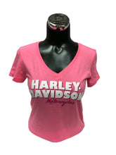 Load image into Gallery viewer, *SALE* KENAI PENINSULA HARLEY-DAVIDSON SAFETY PINK WOMEN'S V-NECK T-SHIRT