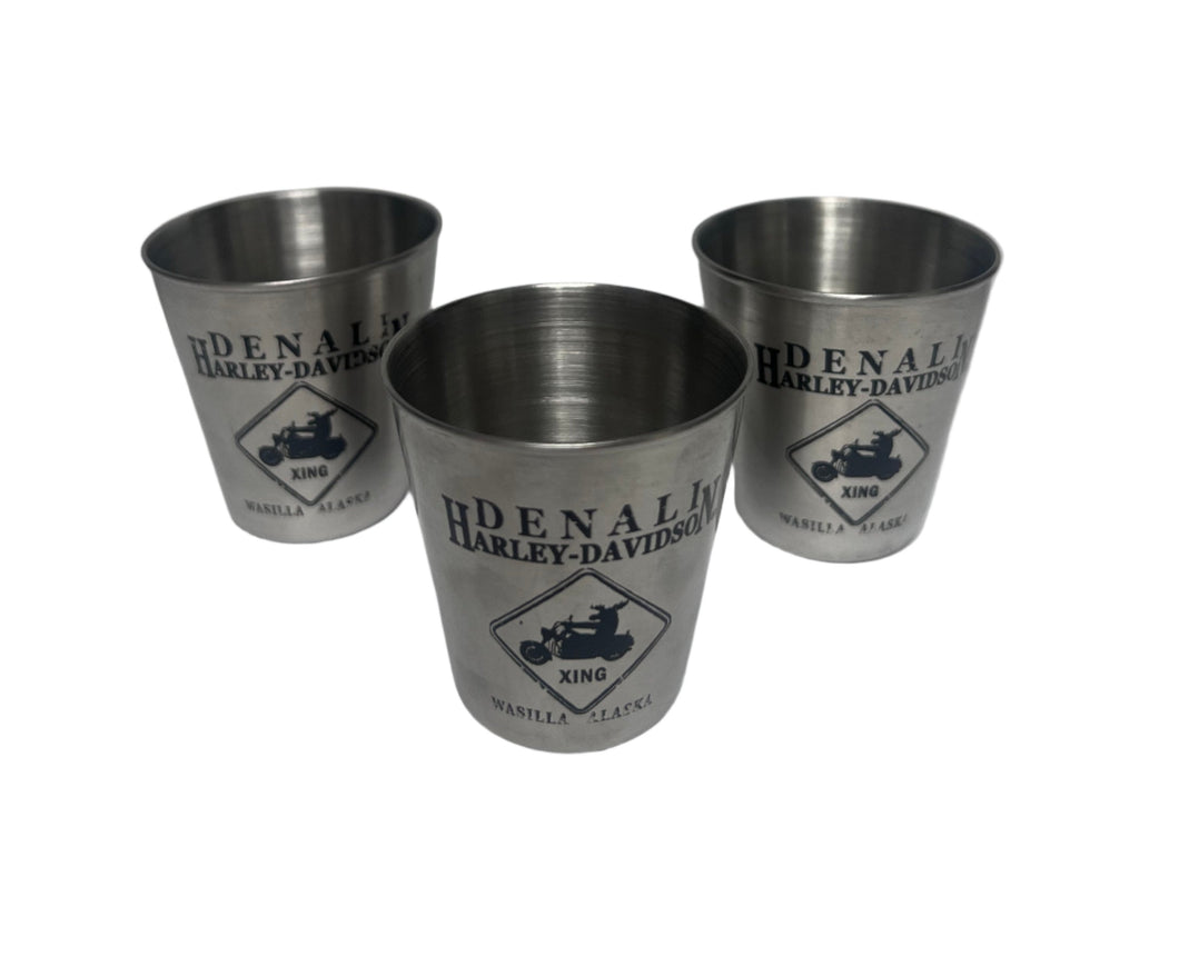 DENALI MOOSECYCLES METAL SHOT GLASS