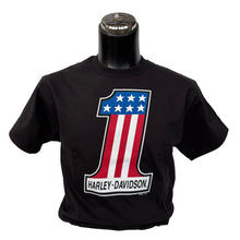 Load image into Gallery viewer, DENALI HARLEY-DAVIDSON NUMBER 1 RED, WHITE, AND BLUE T-SHIRT
