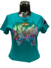 Load image into Gallery viewer, HOUSE OF HARLEY-DAVIDSON LADIES CUSTOM TEAL T-SHIRT
