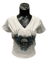 Load image into Gallery viewer, DENALI HARLEY-DAVIDSON WHITE SKULL FLIGHT WOMANS T-SHIRT
