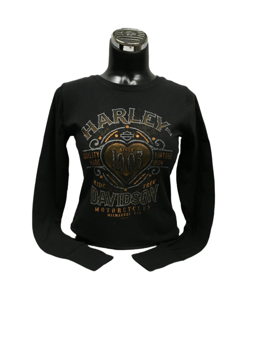 DENALI HARLEY-DAVIDSON BLACK VINTAGE HEART WOMANS LONG SLEEVE