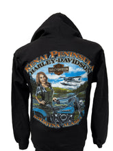 Load image into Gallery viewer, KENAI PENINSULA HARLEY-DAVIDSON FLY FISHING GAL HOODIE
