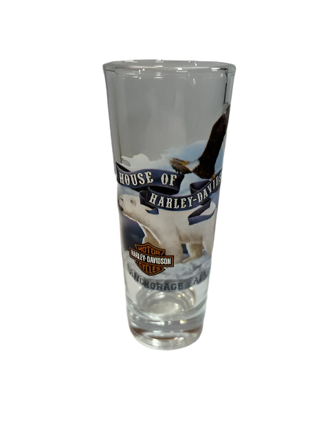 HOUSE OF HARLEY-DAVIDSON POLAR BEAR & EAGLE TALL SHOTGLASS
