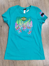 Load image into Gallery viewer, HOUSE OF HARLEY-DAVIDSON LADIES CUSTOM TEAL T-SHIRT
